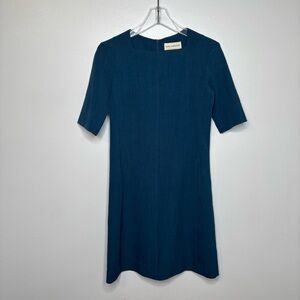 MM Lafleur The Emily Dress Women’s 2 Blue Teal A-Line Square Neck Workwear